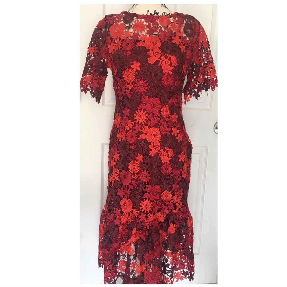 Anthropologie Eva Franco red embroidered dress 4